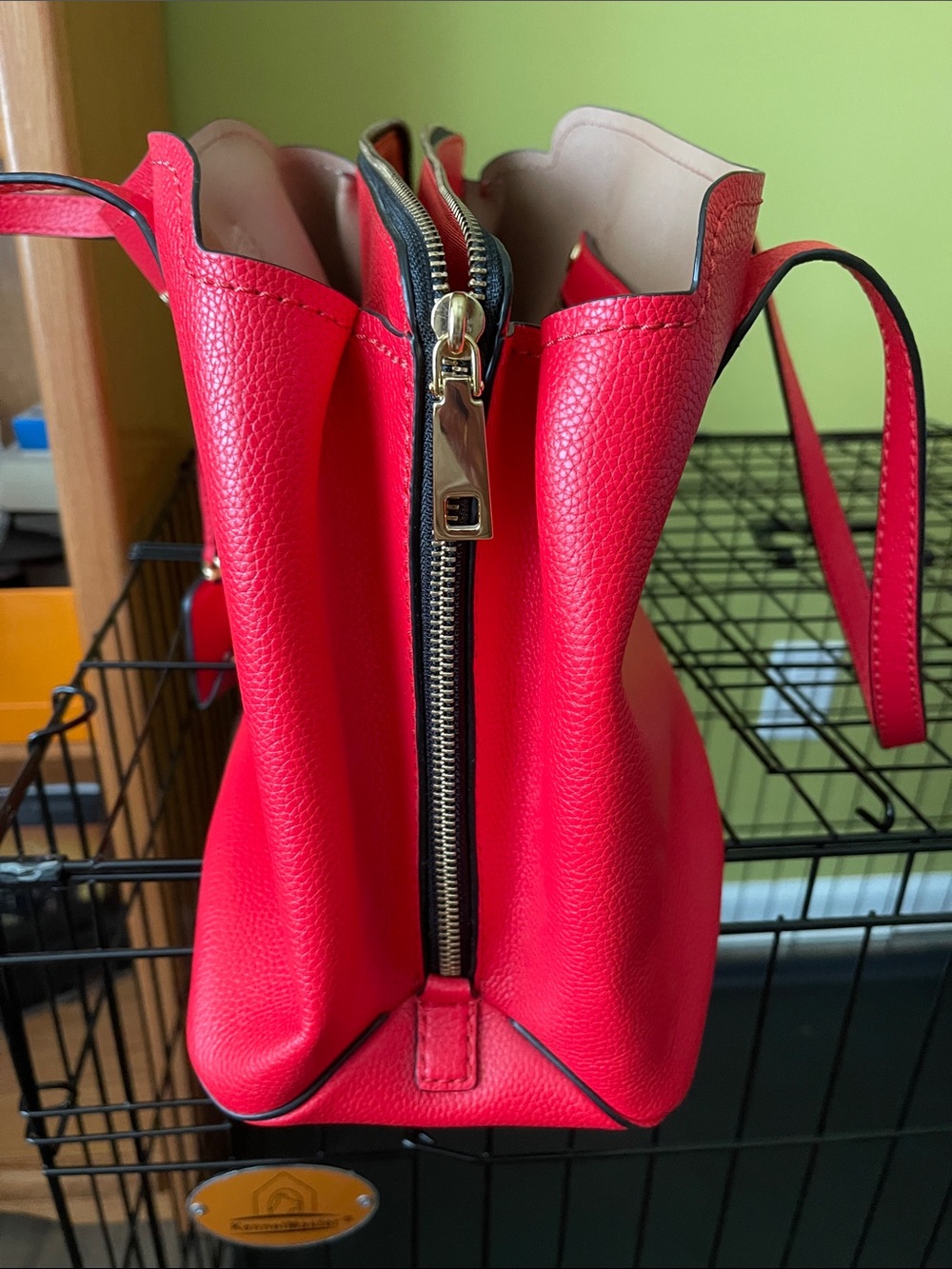 Marc Jacobs Bright Red Leather Satchel with Gold Accents - Picture 10 of 15